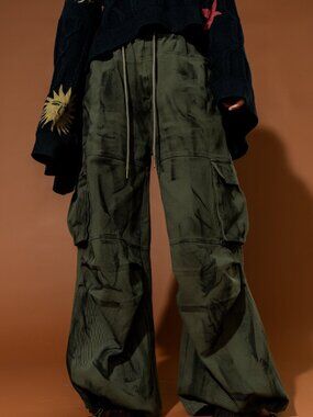 Dressed in Lala You Don’t Own Me Ultra Wide Leg Cargo Pants Olive XL